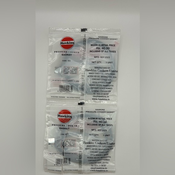 Two Hawkins Pressure Cooker Gaskets - Seal Ring - Suitable 3.5 to 8 Litre New - Picture 3 of 3